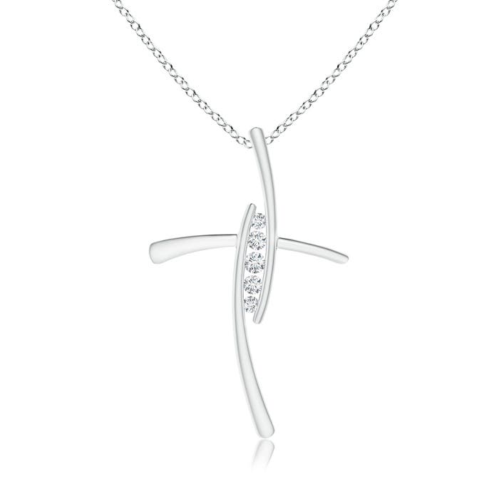 2.4mm GVS2 Grooved Five Stone Diamond Bypass Cross Pendant in P950 Platinum