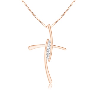 2.4mm GVS2 Grooved Five Stone Diamond Bypass Cross Pendant in Rose Gold