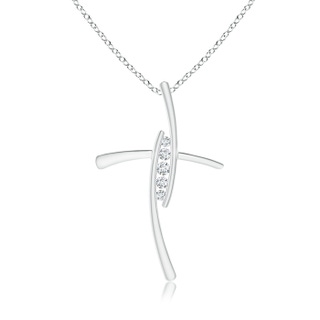 2.4mm GVS2 Grooved Five Stone Diamond Bypass Cross Pendant in White Gold