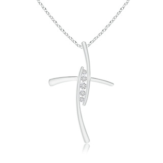 2.4mm HSI2 Grooved Five Stone Diamond Bypass Cross Pendant in White Gold