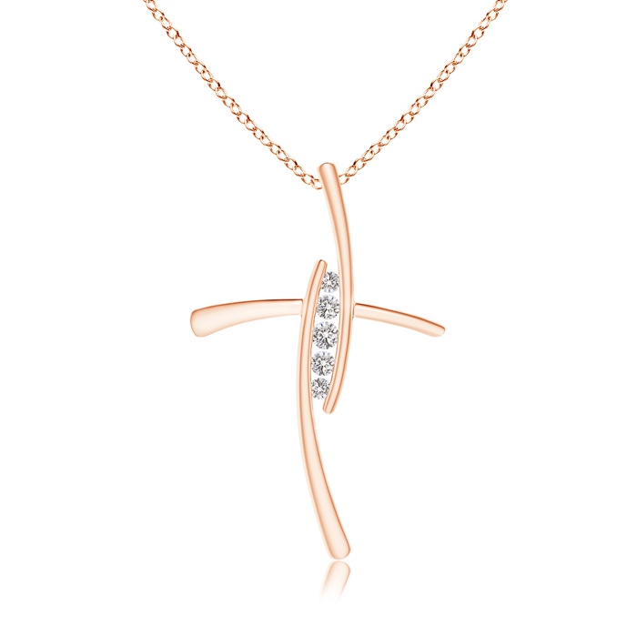 2.4mm IJI1I2 Grooved Five Stone Diamond Bypass Cross Pendant in Rose Gold 