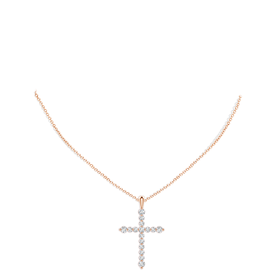 2.2mm GVS2 Floating Round Diamond Dotted Cross Pendant in Rose Gold pen