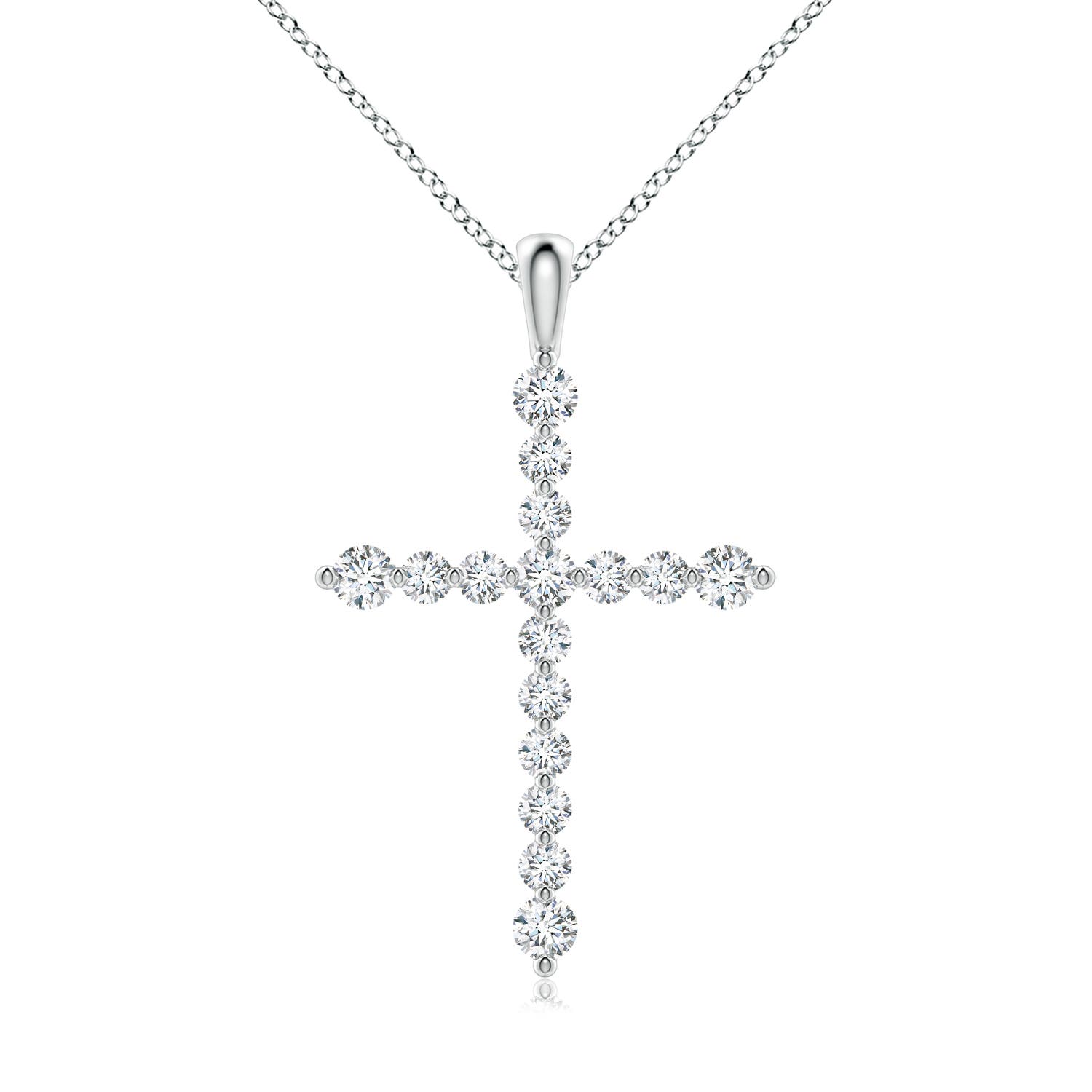 ANGARA Natural White Diamond Cross Pendant Necklace for Women in