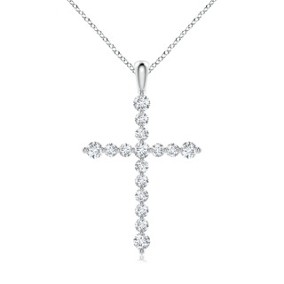 2.2mm GVS2 Floating Round Diamond Dotted Cross Pendant in White Gold