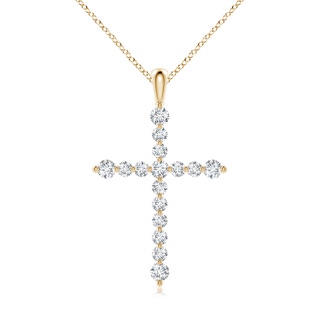 2.2mm GVS2 Floating Round Diamond Dotted Cross Pendant in Yellow Gold