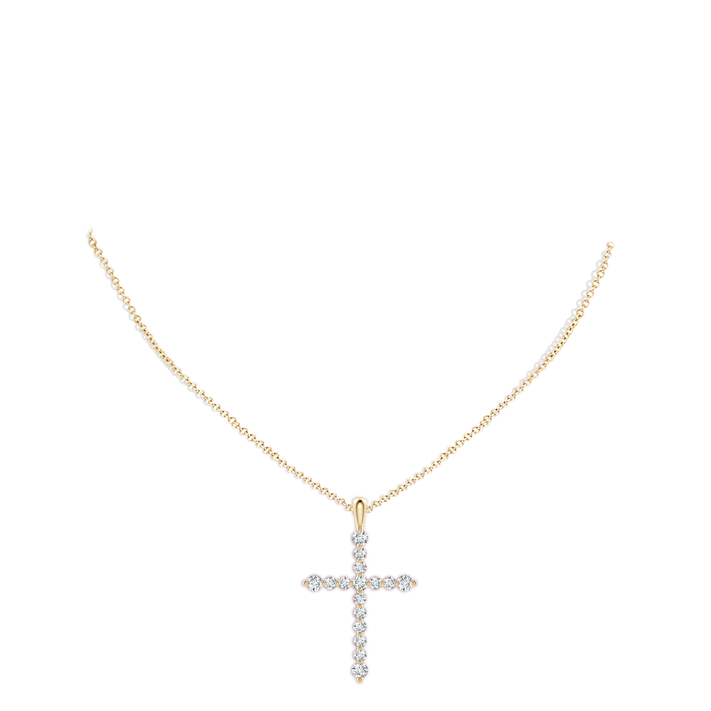 2.2mm GVS2 Floating Round Diamond Dotted Cross Pendant in Yellow Gold pen