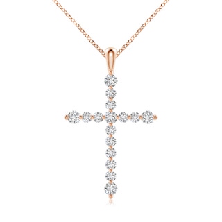 2.2mm HSI2 Floating Round Diamond Dotted Cross Pendant in 10K Rose Gold