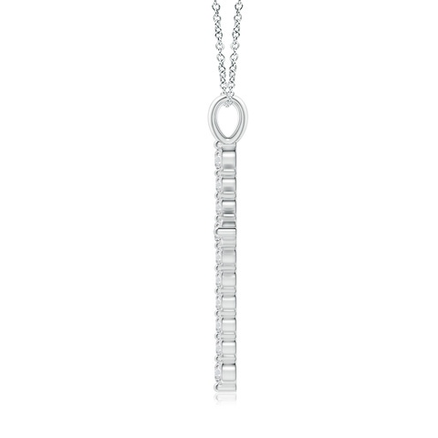 2.2mm HSI2 Floating Round Diamond Dotted Cross Pendant in 18K White Gold