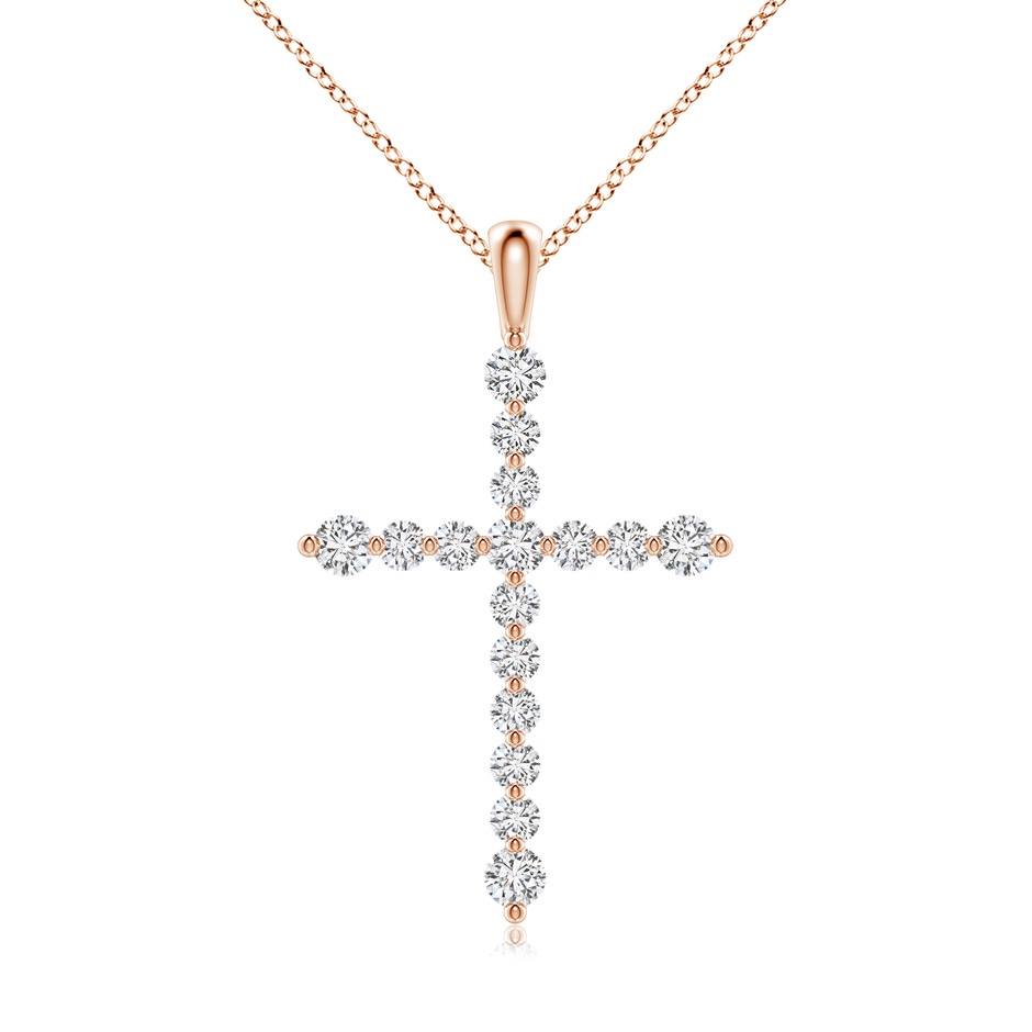 2.2mm HSI2 Floating Round Diamond Dotted Cross Pendant in Rose Gold 