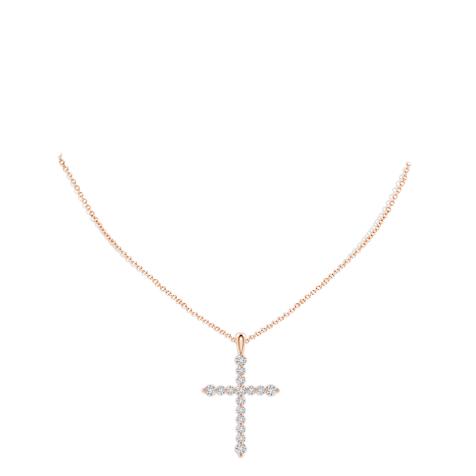 2.2mm HSI2 Floating Round Diamond Dotted Cross Pendant in Rose Gold pen