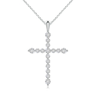 2.2mm HSI2 Floating Round Diamond Dotted Cross Pendant in White Gold
