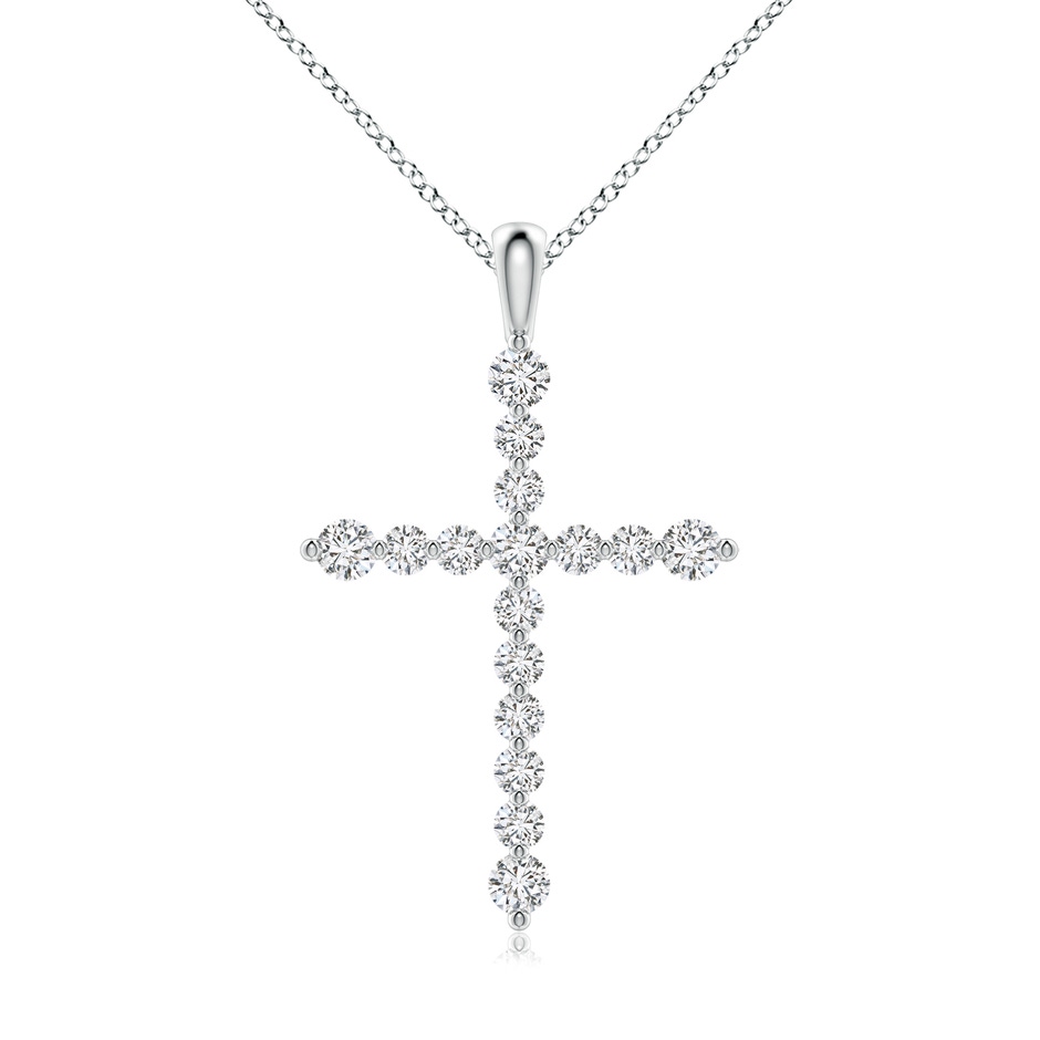 2.2mm HSI2 Floating Round Diamond Dotted Cross Pendant in White Gold 