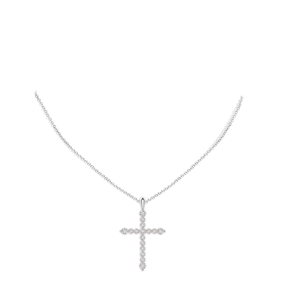 2.2mm HSI2 Floating Round Diamond Dotted Cross Pendant in White Gold pen