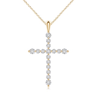 2.2mm HSI2 Floating Round Diamond Dotted Cross Pendant in Yellow Gold