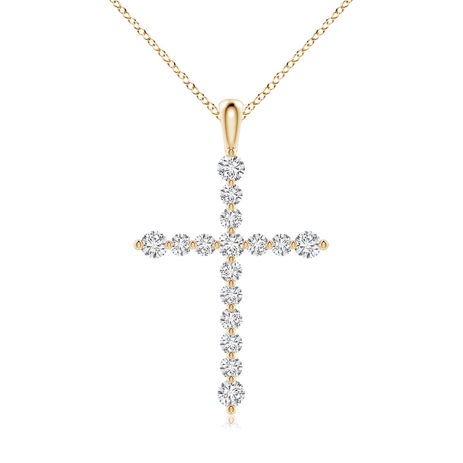 2.2mm HSI2 Floating Round Diamond Dotted Cross Pendant in Yellow Gold 