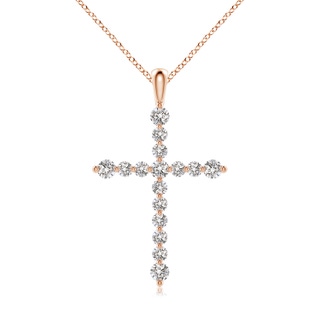 2.2mm IJI1I2 Floating Round Diamond Dotted Cross Pendant in 10K Rose Gold