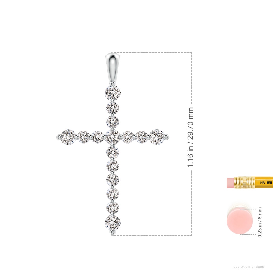 2.2mm IJI1I2 Floating Round Diamond Dotted Cross Pendant in P950 Platinum ruler