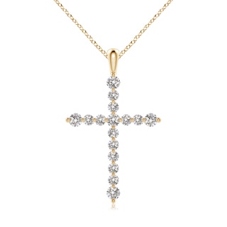 2.2mm IJI1I2 Floating Round Diamond Dotted Cross Pendant in Yellow Gold