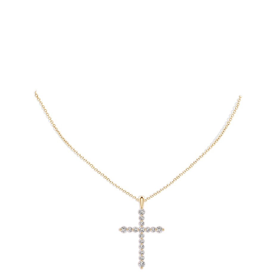 2.2mm IJI1I2 Floating Round Diamond Dotted Cross Pendant in Yellow Gold pen
