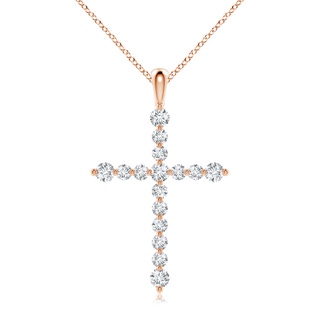 2.8mm GVS2 Floating Round Diamond Dotted Cross Pendant in Rose Gold