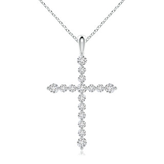 2.8mm HSI2 Floating Round Diamond Dotted Cross Pendant in White Gold