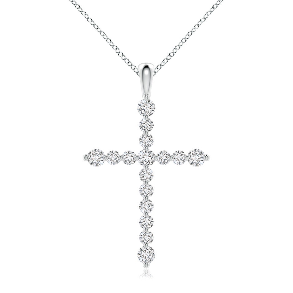 2.8mm HSI2 Floating Round Diamond Dotted Cross Pendant in White Gold 