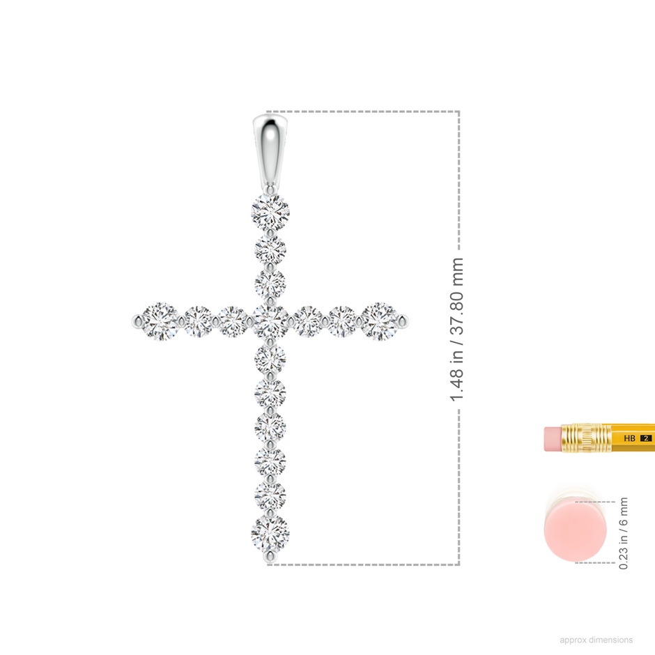 2.8mm HSI2 Floating Round Diamond Dotted Cross Pendant in White Gold ruler