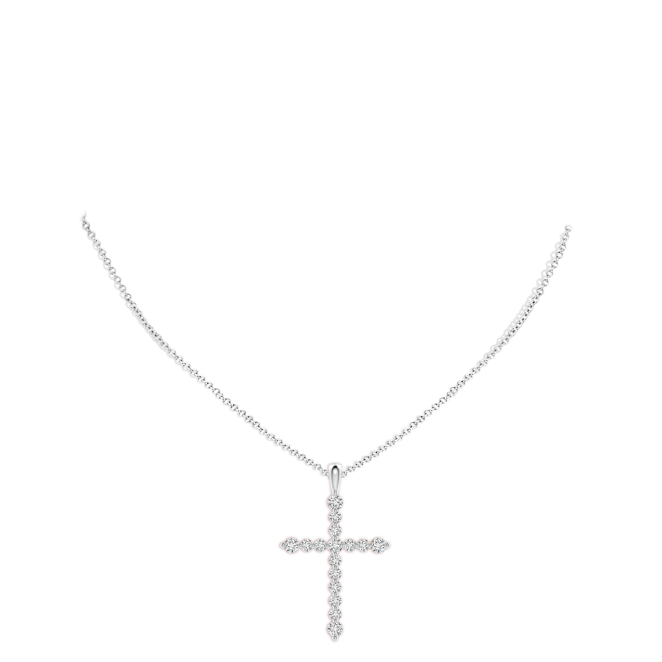 2.8mm HSI2 Floating Round Diamond Dotted Cross Pendant in White Gold pen