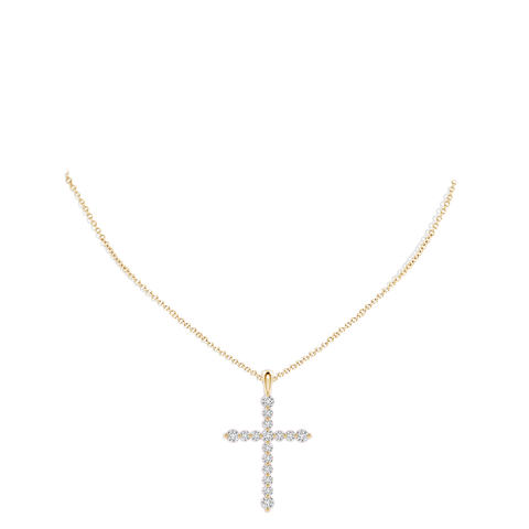 Floating Round Diamond Dotted Cross Pendant