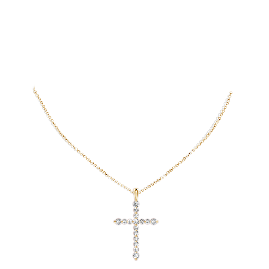 2.8mm HSI2 Floating Round Diamond Dotted Cross Pendant in Yellow Gold pen