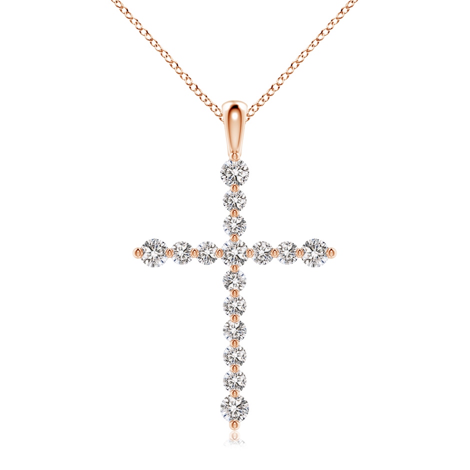 2.8mm IJI1I2 Floating Round Diamond Dotted Cross Pendant in Rose Gold 