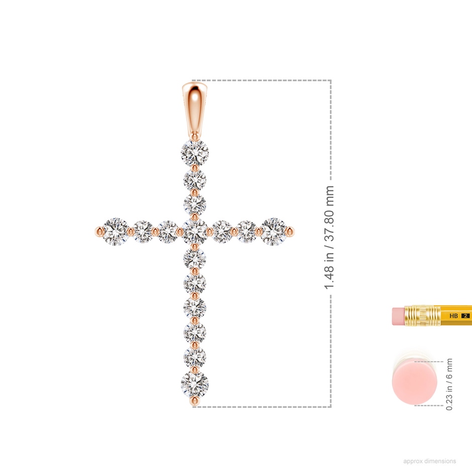 2.8mm IJI1I2 Floating Round Diamond Dotted Cross Pendant in Rose Gold ruler
