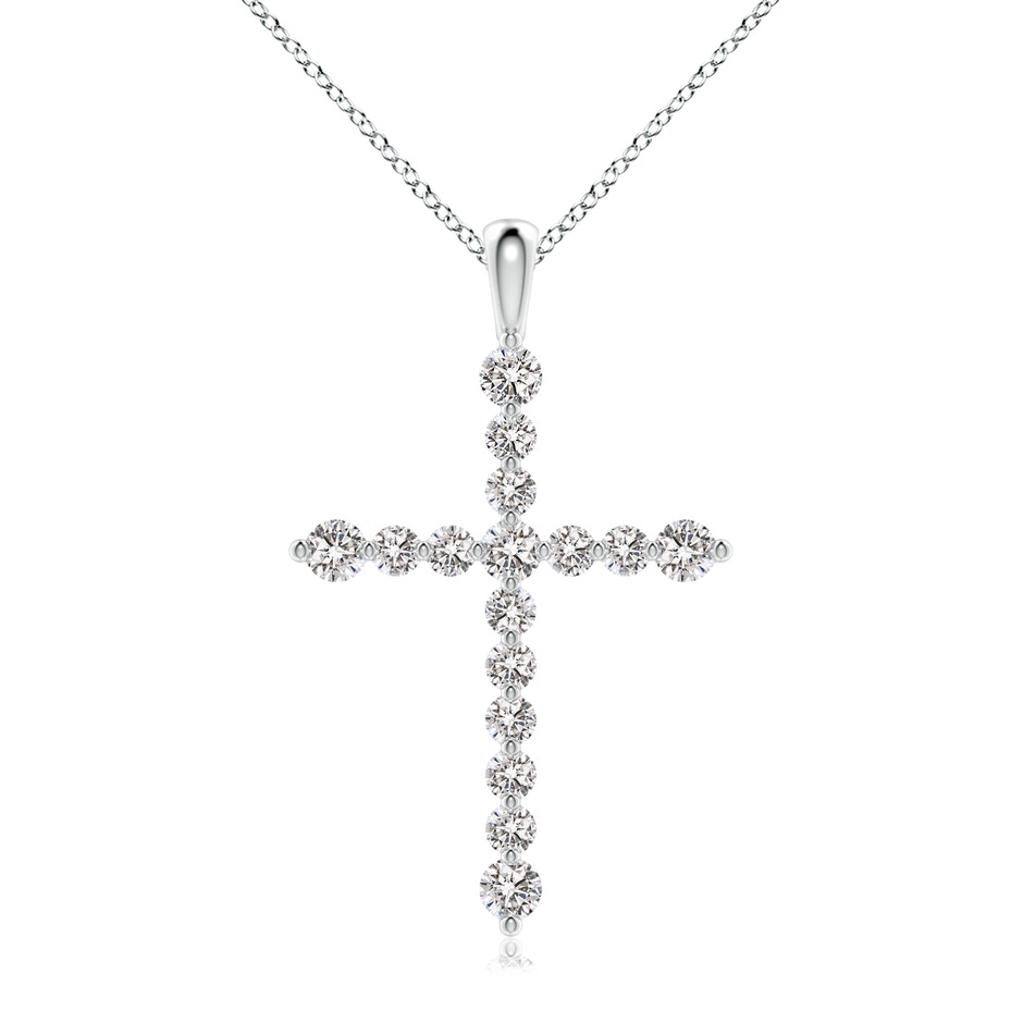 2.8mm IJI1I2 Floating Round Diamond Dotted Cross Pendant in White Gold 
