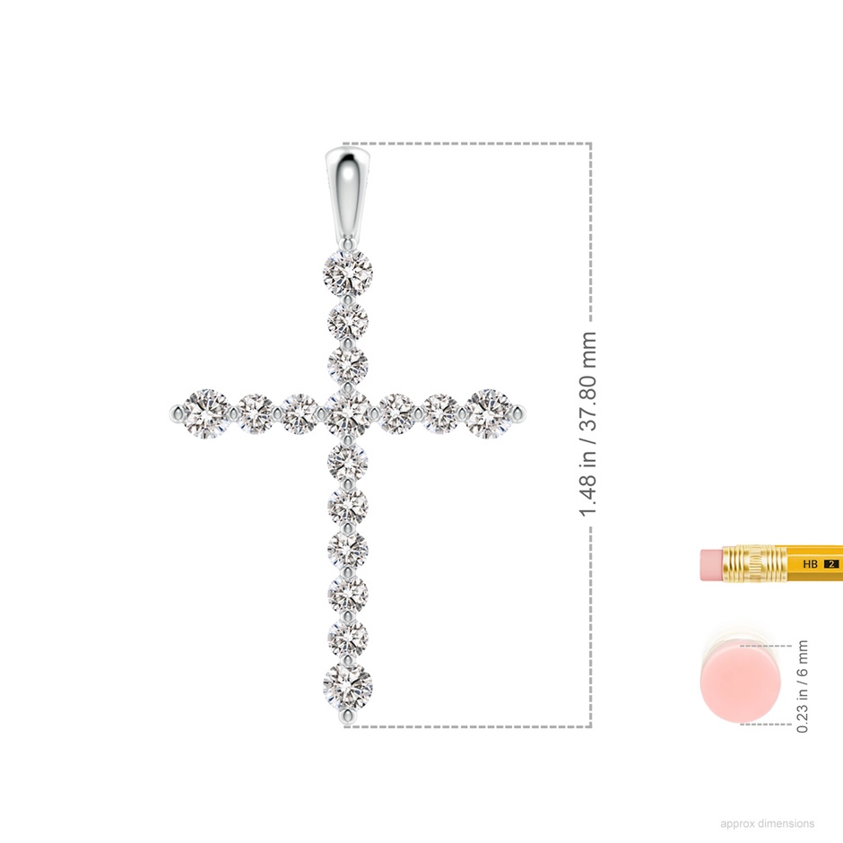 2.8mm IJI1I2 Floating Round Diamond Dotted Cross Pendant in White Gold ruler