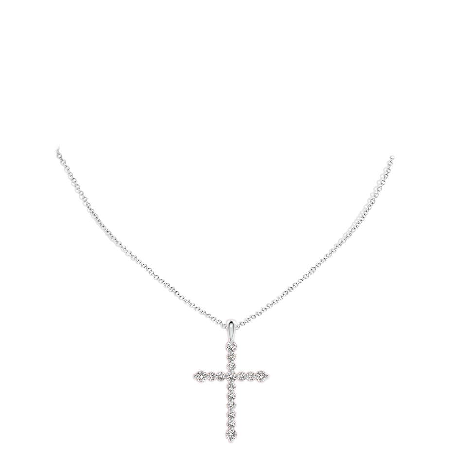 2.8mm IJI1I2 Floating Round Diamond Dotted Cross Pendant in White Gold pen