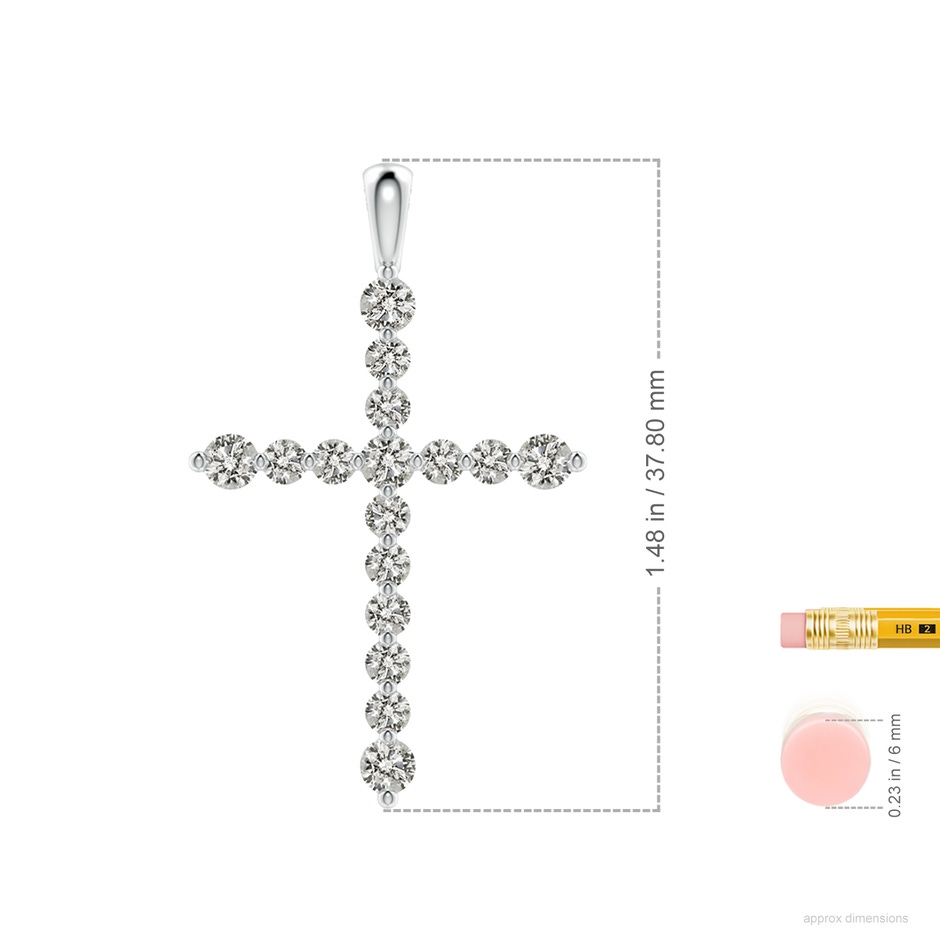 2.8mm KI3 Floating Round Diamond Dotted Cross Pendant in P950 Platinum ruler