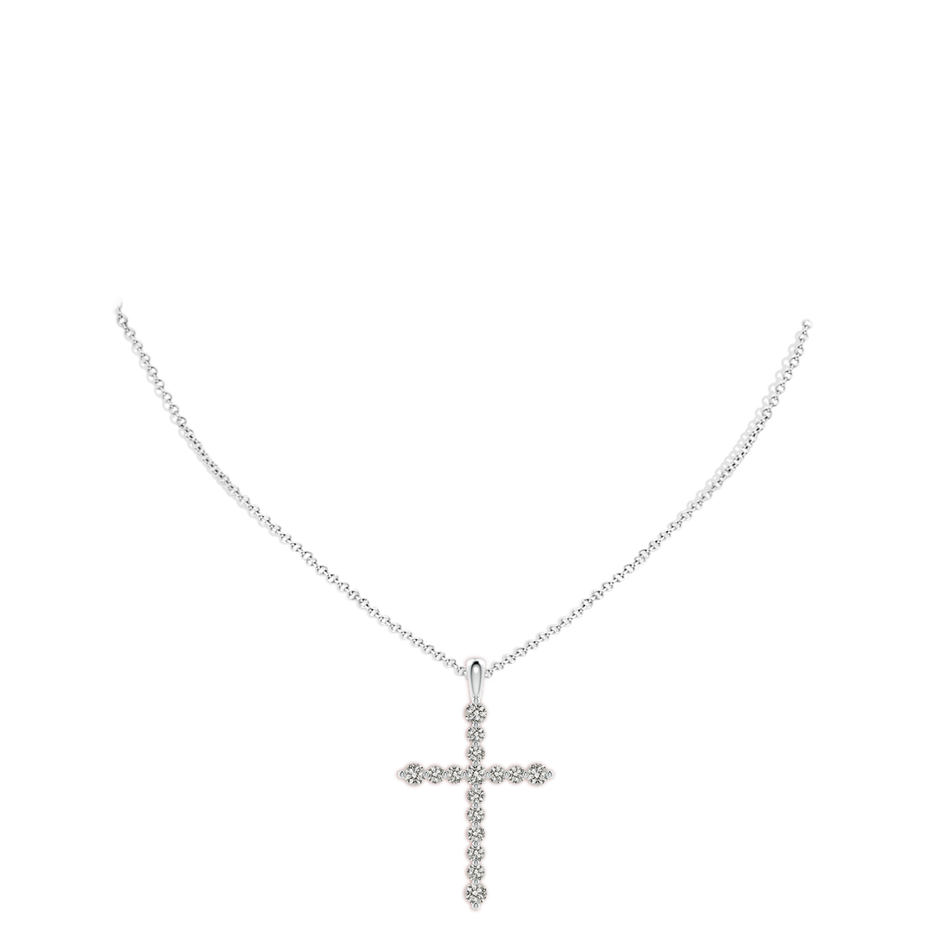2.8mm KI3 Floating Round Diamond Dotted Cross Pendant in P950 Platinum pen