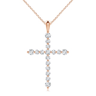 3.3mm GVS2 Floating Round Diamond Dotted Cross Pendant in Rose Gold