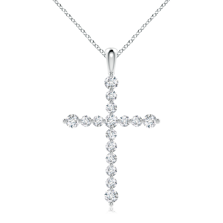 3.3mm GVS2 Floating Round Diamond Dotted Cross Pendant in White Gold 