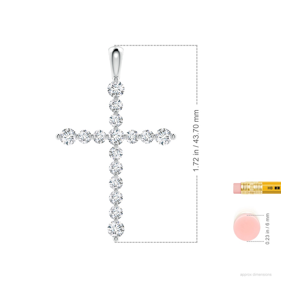 3.3mm GVS2 Floating Round Diamond Dotted Cross Pendant in White Gold ruler