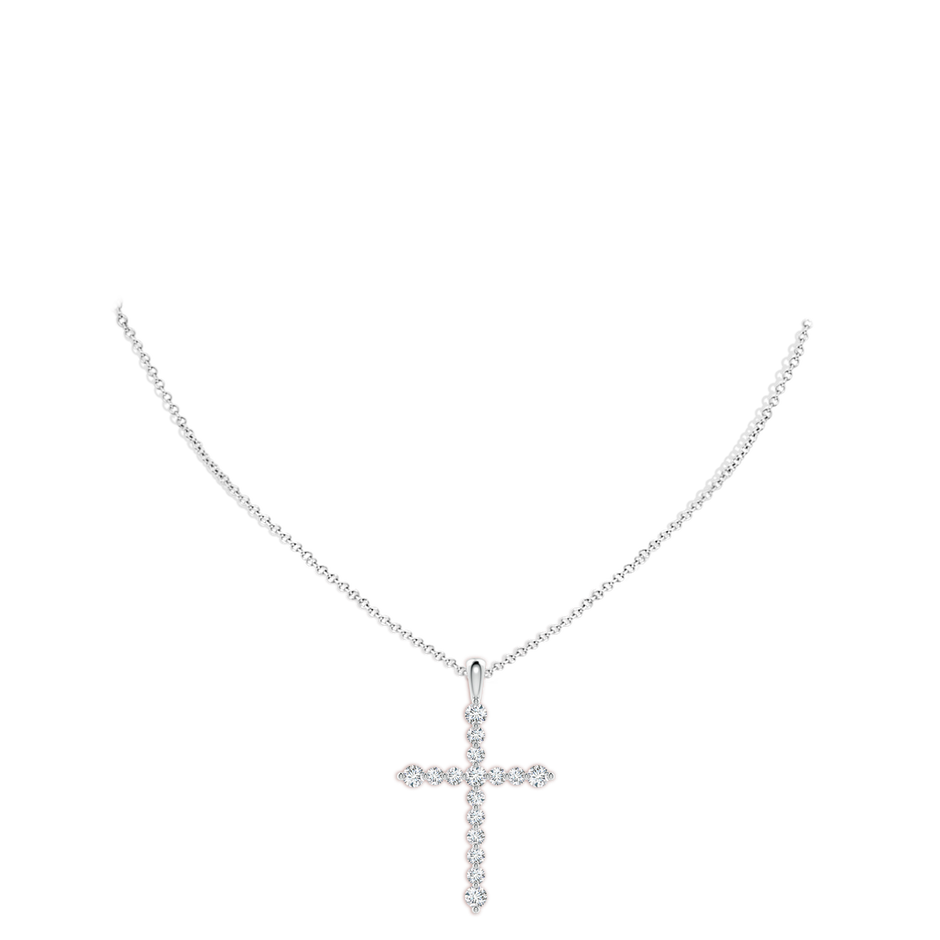 3.3mm GVS2 Floating Round Diamond Dotted Cross Pendant in White Gold pen