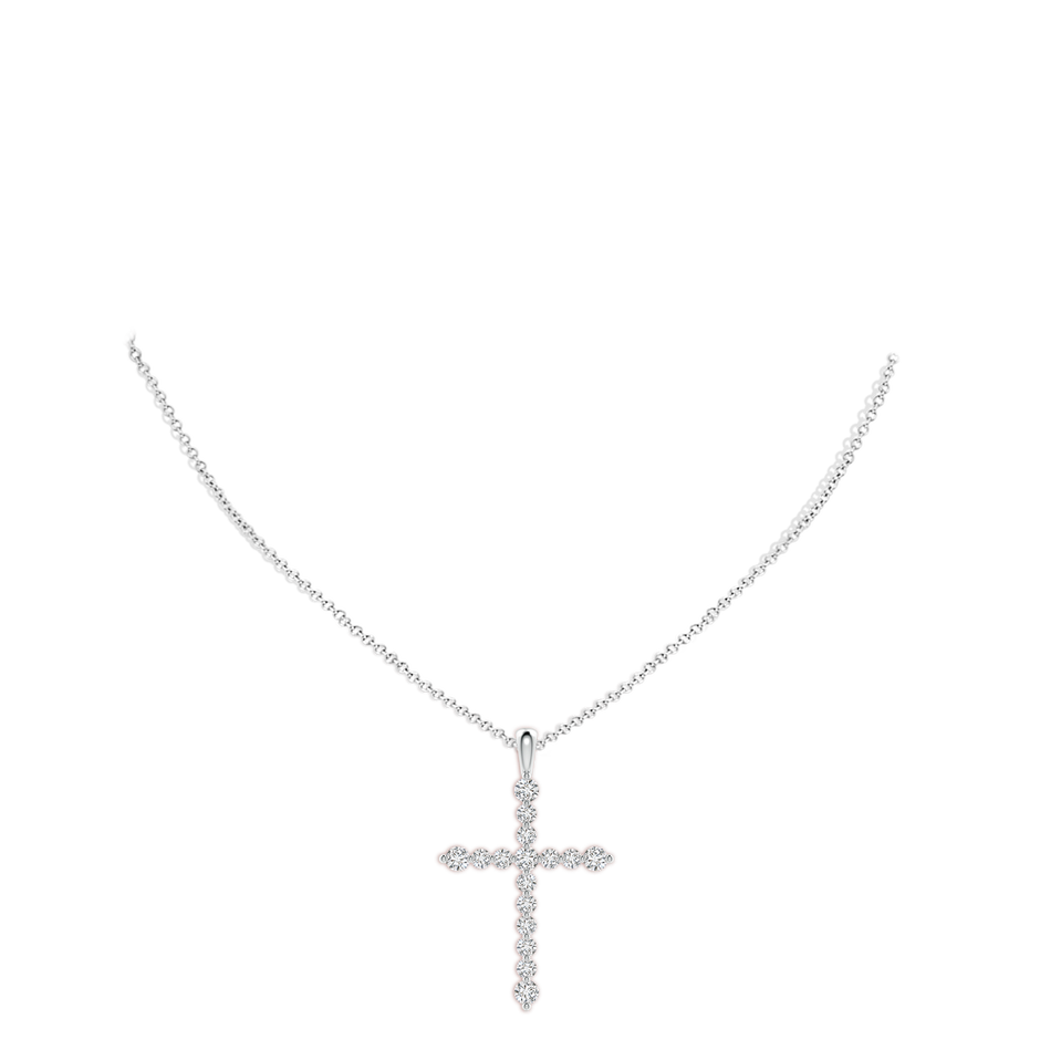 3.3mm HSI2 Floating Round Diamond Dotted Cross Pendant in White Gold pen