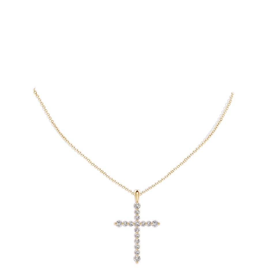 3.3mm IJI1I2 Floating Round Diamond Dotted Cross Pendant in Yellow Gold pen