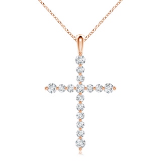3.6mm GVS2 Floating Round Diamond Dotted Cross Pendant in 18K Rose Gold