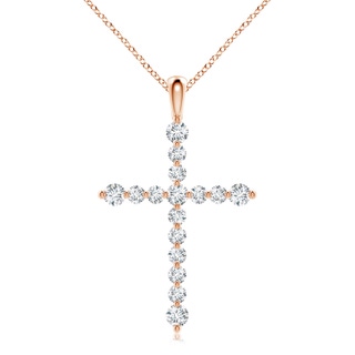 3.6mm GVS2 Floating Round Diamond Dotted Cross Pendant in Rose Gold