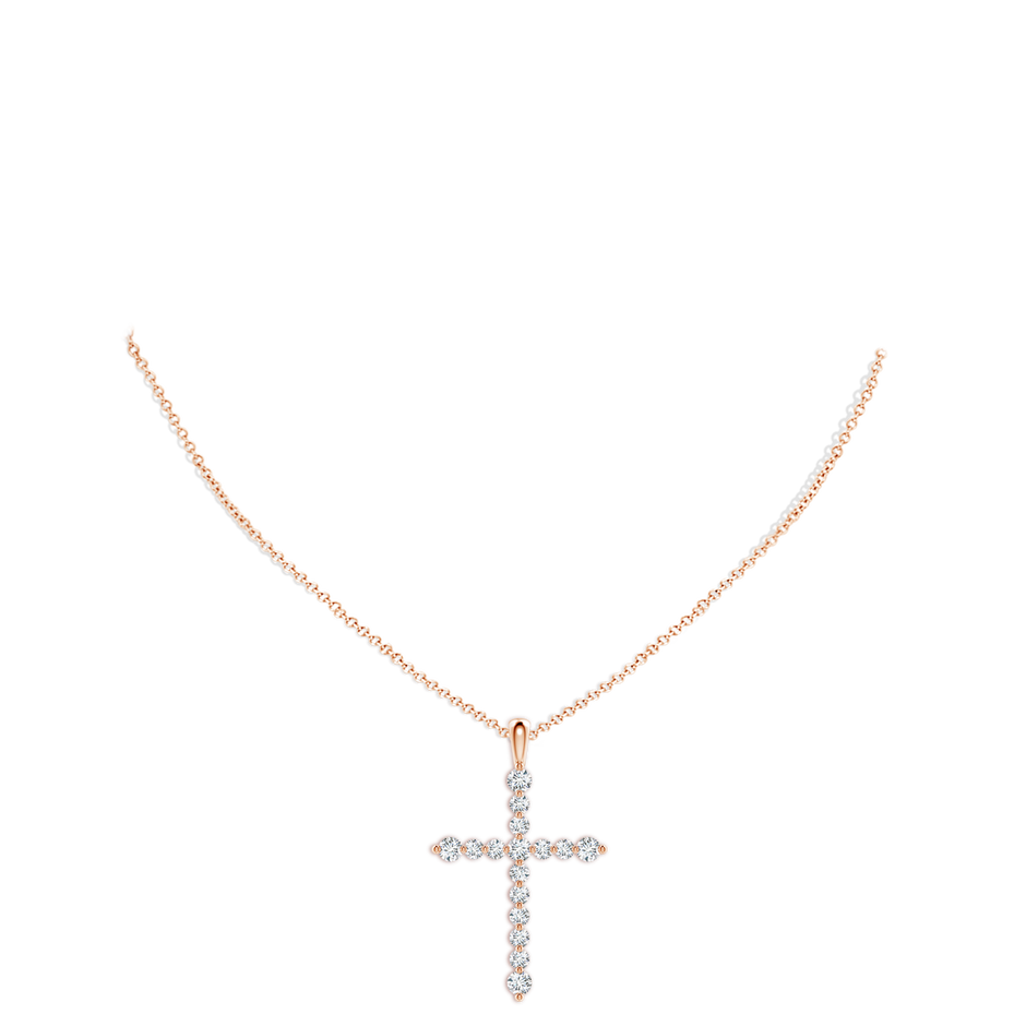 3.6mm GVS2 Floating Round Diamond Dotted Cross Pendant in Rose Gold pen