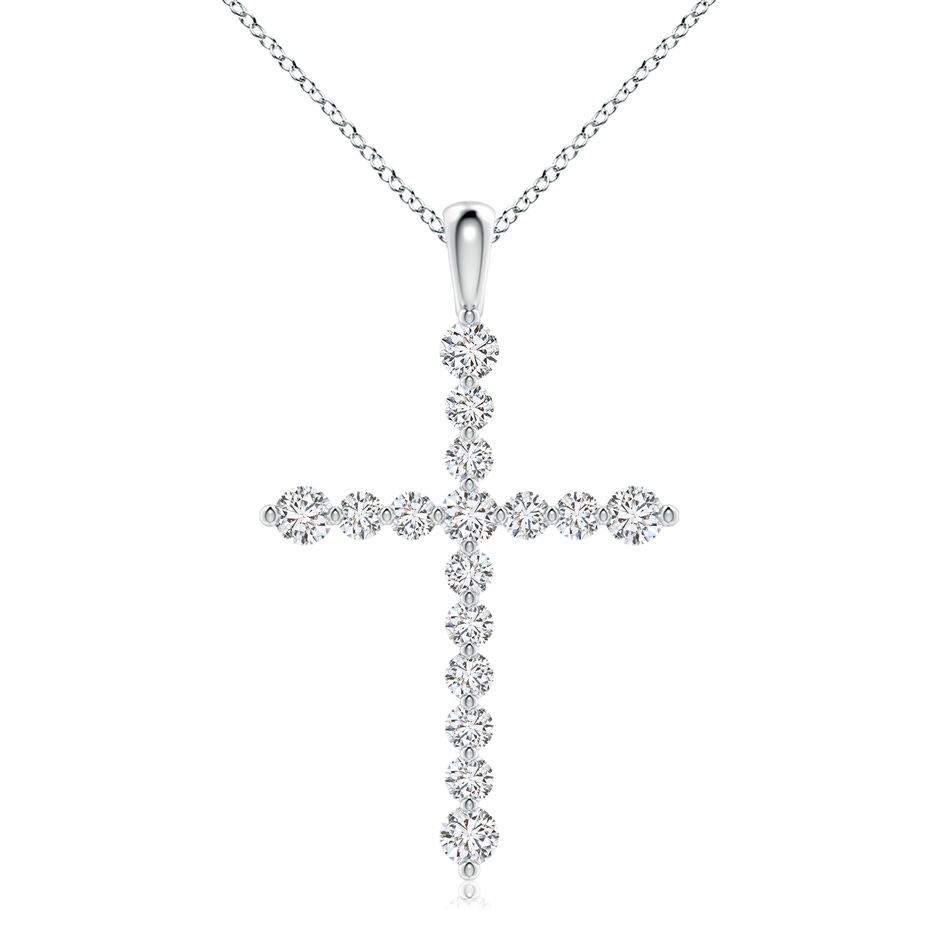 3.6mm HSI2 Floating Round Diamond Dotted Cross Pendant in White Gold 