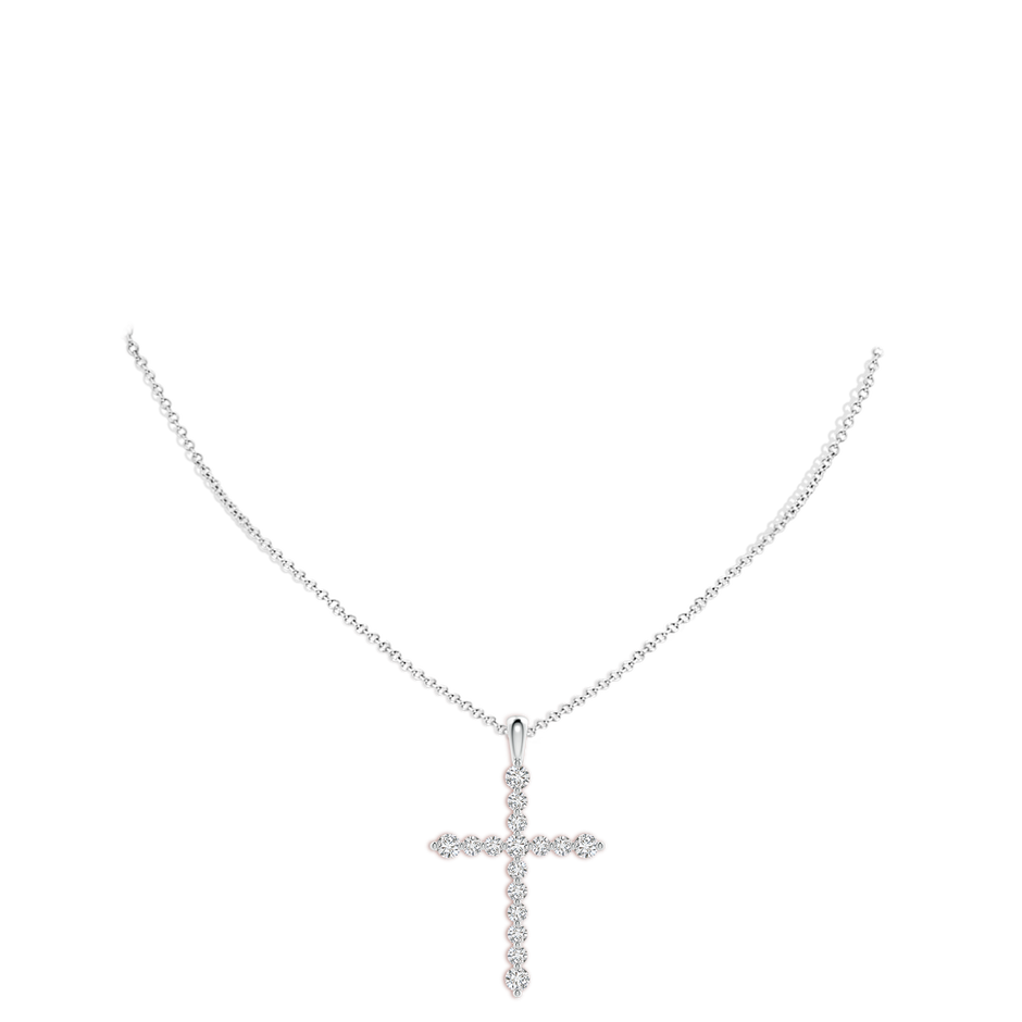 3.6mm HSI2 Floating Round Diamond Dotted Cross Pendant in White Gold pen