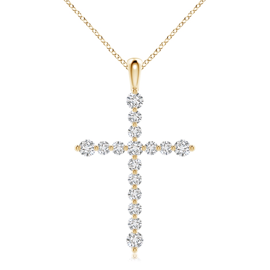 3.6mm HSI2 Floating Round Diamond Dotted Cross Pendant in Yellow Gold 