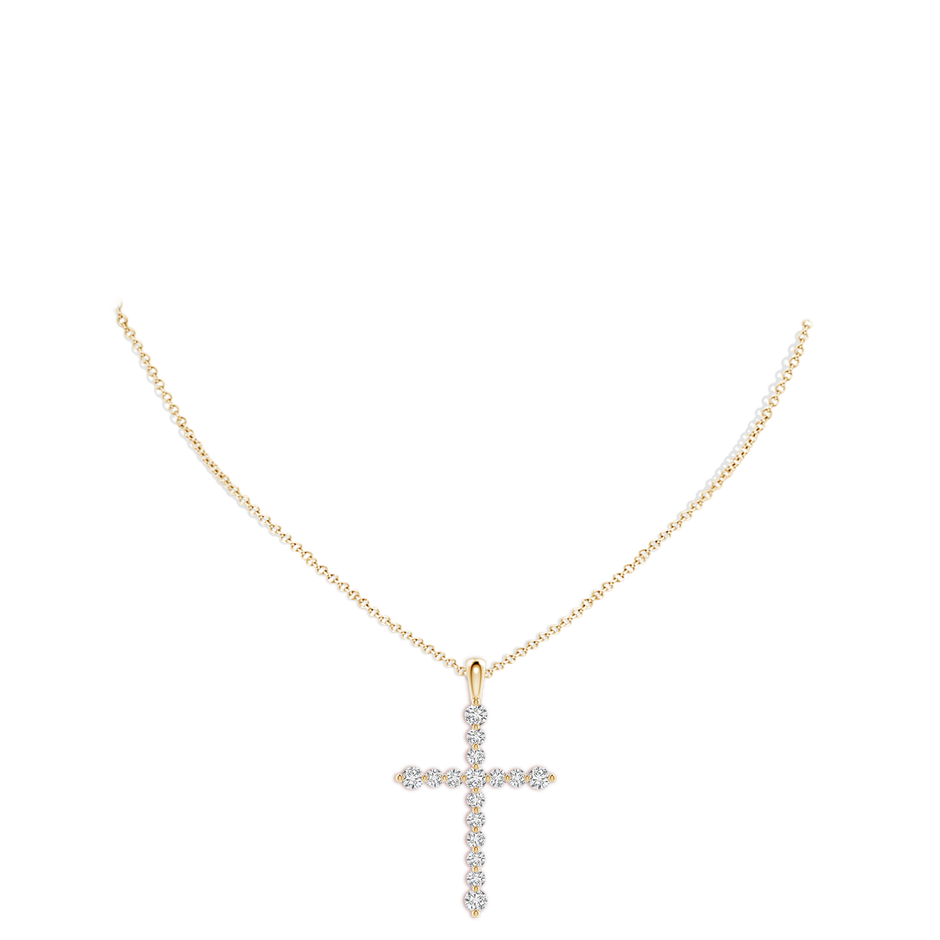 3.6mm HSI2 Floating Round Diamond Dotted Cross Pendant in Yellow Gold pen